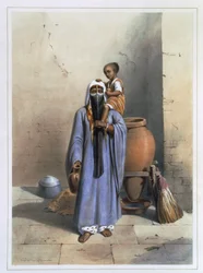 Fellah kvinde og barn, illustration fra "Nilens dal", graveret af Charles Bour (1814-81), udgivet af Lemercier, 1848.